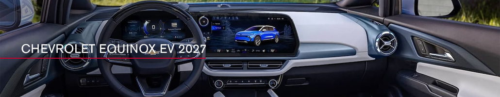 Habitacle du Chevrolet Equinox EV avec volant et écrans numériques